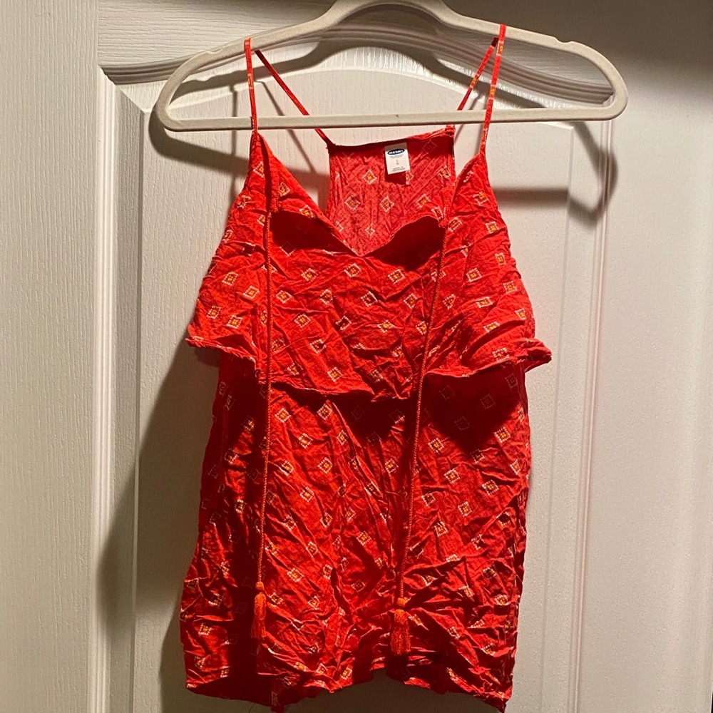 Old Navy Vibrant Red Camisole with Diamond Pattern